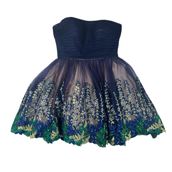 Ellie Wilde Mon Cheri Ruched Bodice Strapless Tulle A Line Dress Womens 10 - Picture 2 of 7